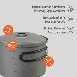 Esbit ESPT625HA0 Camping Outdoor Pot, Cooker, Aluminum Pot, 21.0 fl oz (625 ml), Gray