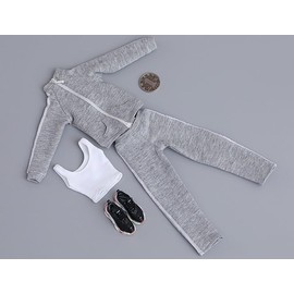Toybarjapan cd021 1/6 Scale Action Figure, Compatible with TBLeague and Similar Body, JK High School Girls, Winter Gymnastics Wear, Top and Bottom Set, Athletic Shoes and Bra Top (A Gray)