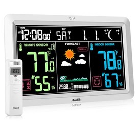 Weather Station with Atomic Clock Indoor Outdoor Thermometer Wireless, Humidity and Temperature Monitor Barometer Hygrometer with High Precision Senso