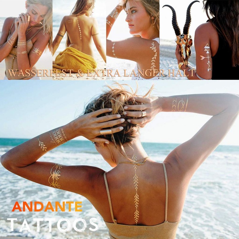 ANDANTE Set of 6 Sheets of Glitter Effect Stickers Waterproof