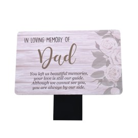 'Dad Memorial Plaque - Printed 'in Loving Memory Dad' Remembrance Poem, Aluminium Plaque, Mounted onto a Sturdy 5mm Acrylic Stake, Grave Marker
