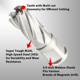 S&F STEAD & FAST Annular Cutter, 11/16" Cutting Diameter x 1" Depth of Cut for Magnetic Drill Press, Mag Drill Bit with Pilot Pin