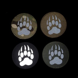 Round Bear Infrared Reflective Patches Sew on Appliques Decorate Badges Fastener Hook and Loop Backing Tactical Rocker Rider Motorcycle Biker Patch 3.15Inch Diameter