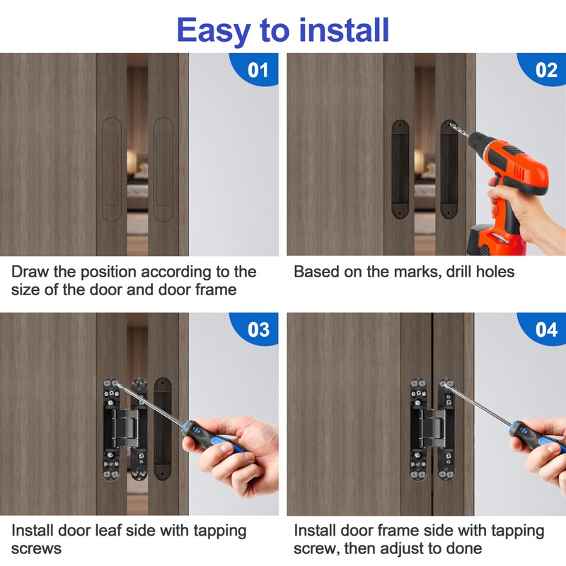 2pcs 6 inch Stainless Steel Hidden Door Hinges - Invisible