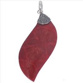Chic-Net Unisex 925 Sterling Silver Pendant with Red Coral Pendant Approx. 5 x 2.3 cm, coral