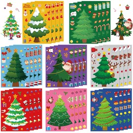 NOVWANG 32 Sheets Christmas Stickers for Kids, Make A Christmas Tree Stickers, Kids DIY Make Your Own Stickers for Christmas Party Games Sticker Crafts Holiday Stickers for Boys Girls Xmas Gifts