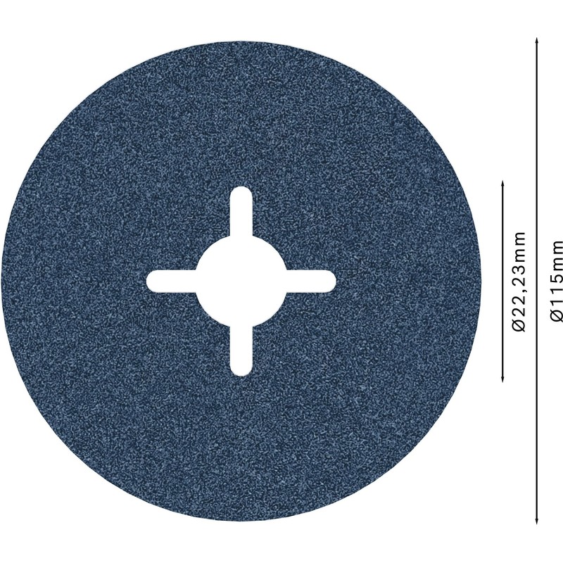 BOSCH 2608606730 115MM X 22MM P120 ZIRCONIA FIBRE SANDING DISCS