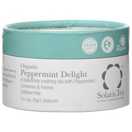 Solaris Tea - Organic Peppermint Delight Tea | 100% Organic Whole Leaf Tea | Certified Vegan | 15 x 2g Biodegradable Pyramid Teabags, (1 x 30 g)
