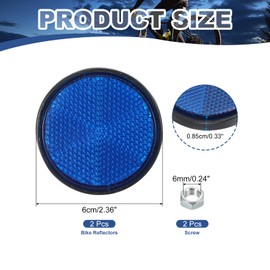 PATIKIL Round Rear Reflectors, 2 Pcs Safety Reflective Warning Reflector Plastic Universal Motorcycle Reflector with M6 Screw Mount for Car Motorcycle Trailer Bike Bicycles Dirt, Blue