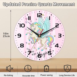DEMACYA Cute Pegasus Wall Clock, You are Magical Clocks, Contemporary Home Decor Easy to Read Wall Clock for Living Room, Bedroom, Bathroom and Kitchen, 10 Inch