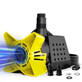 AgiiMan 3200GPH Pond Pump, 200W Submersible Water Pump with 33FT Cable, Barrier Bag, 20FT Lift Height, Ultra Quiet for Garden Pond, Waterfall, Fountains, Aquarium, Fish Tank (Yellow)