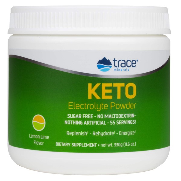 Trace Minerals | Keto Electrolyte Powder | Sugar Free, Full Spectrum | Avoid Dehydration & Muscle Cramps | Promotes Energy and Endurance | Gluten Free, Vegan | Lemon Lime | 55 Servings
