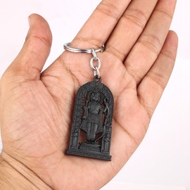 Rudra Empire Stainless Shree Ram Lalla Idol Keychain Gifts for Men Women Car Key Charms, Silver, Standard