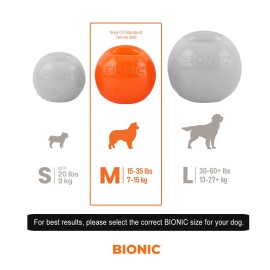 BIONIC Medium Orange Dog Ball with Treat Pocket Durable Fetch Toy for Dogs