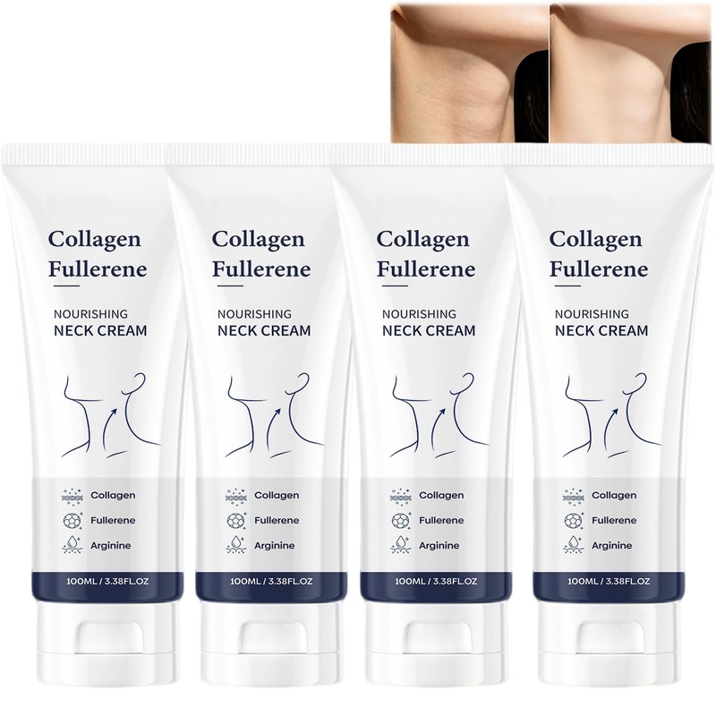 Crema Reafirmante de Cuello para Mujer, Crema Colágeno Fullereno (4Pcs)