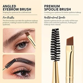 docolor Cepillo de cejas de doble punta, cepillo profesional en ángulo y cepillo para dar forma y definir las cejas (1, Blanco)