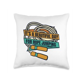 Fitness Jump Rope Gear Apparel Gifts For Beginners A Beautiful Day Speed Skipping Jump Rope Throw Pillow, 16x16, Multicolor