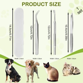 Stainless Steel Tick Remover, 3PCS Tick Removal Tool Set, Tick Hook Kit Includes Removal Tweezers, Shovel, for Animals, Humans, Dogs, Cats