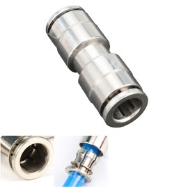 Beduan Push to Connect Fitting 3/8" OD Nickel-Plated Copper Pneumatic Air Fitting Straight Union Tube Connector (Pack of 1)