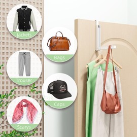 Over The Door Hanger Folding Clothes Drying Rack, Folding Hanging Clothes Rack for Indoor Laundry Room Bathroom Compact Small Space Foldable Portable Over Door Hanging Hook Collapsible