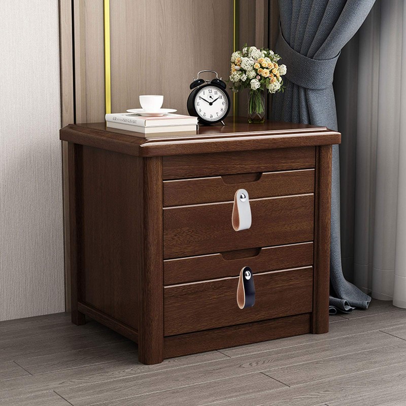 GORGECRAFT 6Pcs Leather Drawer Pull, Nordic Wardrobe Cabinet Door Handle,