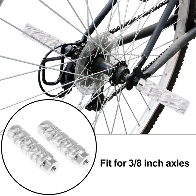 X AUTOHAUX Pair Stripe Cylinder Axle Foot Pegs for BMX