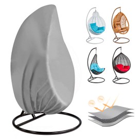 BORDEAG Hanging Chair Cover, Hanging Chair Protective Cover, Rain Cover for Hanging Chair, Fabric and Interior with PVC Coated, Grey, Waterproof, Windproof, Winterproof, 115 cm x 190 cm