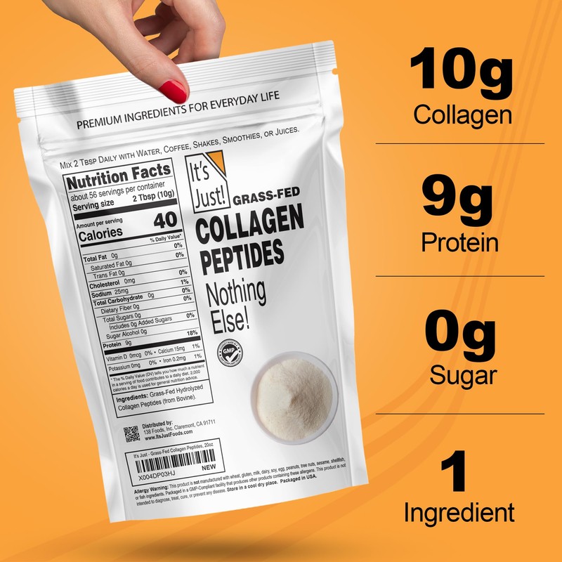 It's Just! - Collagen Peptides, Protein Powder, 40 Ounce, GrassFed
