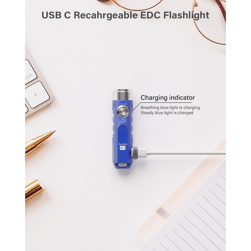 RovyVon Aurora A1 G4 USB C Rechargeable Mini Flashlight, Small
