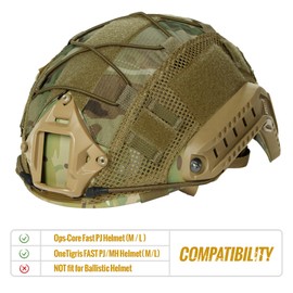 OneTigris Helmet Cover - Tactical Fast Helmet Camouflage Cloth Cover for Ops-Core Fast PJ Helmet in Size M/L, PJ/MH Helmet in Size M/L(Helmet Not Included), Multicam