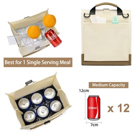 Collapsible Roll Top Insulated Lunch Bag for Men & Women,Lightweight Cooler Insulated Tote Lunch Bag，Reusable Lunch Box for Office Work Lunch,Outdoor Picnics（White）