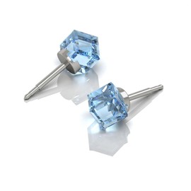 NINA Medikal Stud Earrings with Cubic Crystal Hypoallergenic Surgical Stainless Steel (Aquamarine)