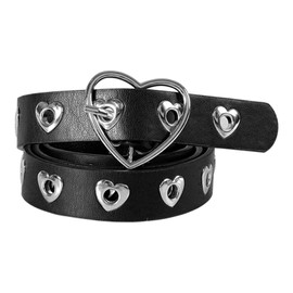 MILAKOO Women Grommet Belt Leather Punk Goth Heart Eyelets Waist Belt for Jeans Pants Rock Hip-hop