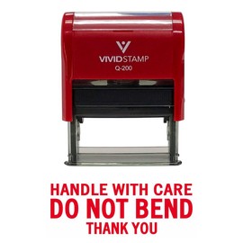 Handle with Care DO NOT Bend Self Inking Rubber Stamp (Red Ink) - Medium 2 Pack