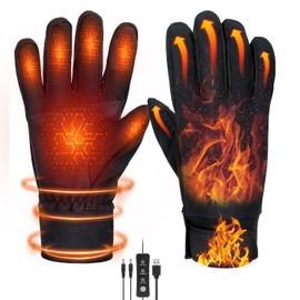 Anpress USB Heated Gloves for Men Women Full Finger Hand Warmers Heated Gloves Electric Heating Mittens Waterproof Windproof Warm Winter Gifts for Ski Cycling Driving, 3 Levels Temperature