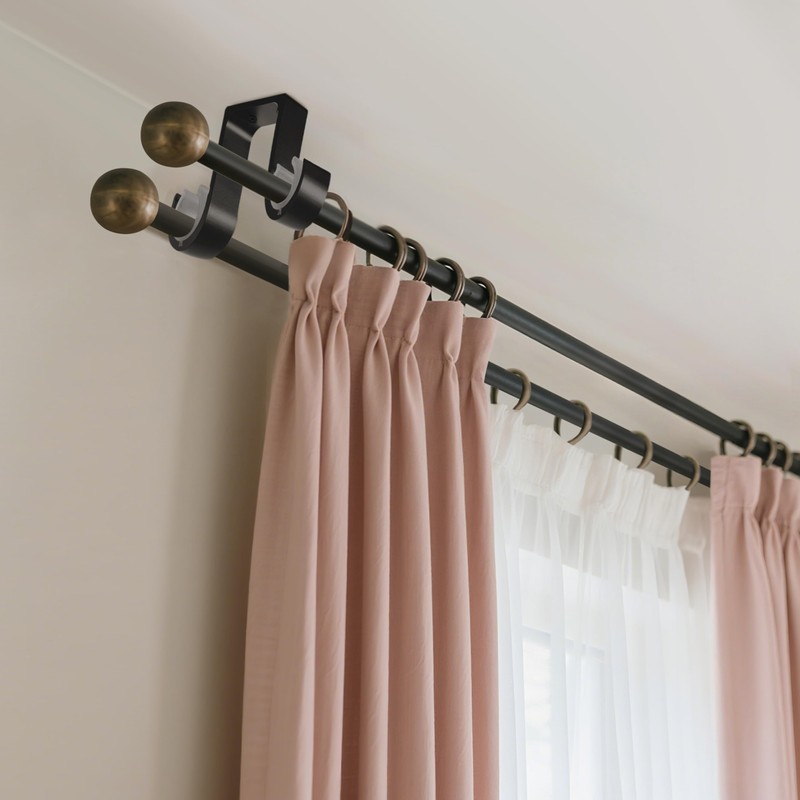 AddGrace Heavy Duty Double Curtain Rod Holders 2 Pack-Ceiling Curtain