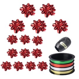 15Pcs Bow Assortment for Gift Wrapping with 4 Colors Package Ribbons for Valentines Day Decor,Birthday,Weddings,Festival Party, Baby Shower, Bridal Showers (Red)