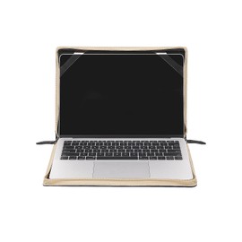 MOSISO Funda para Portátil Compatible con MacBook Air 13.6 Pulgadas 2024-2022 M3 A3113 M2 A2681/Air 13 M1/Pro 13 M2 M1,Textura de Raya Diplomática de Cuero PU Vintage Cubierta de Cartera, Azul Marino