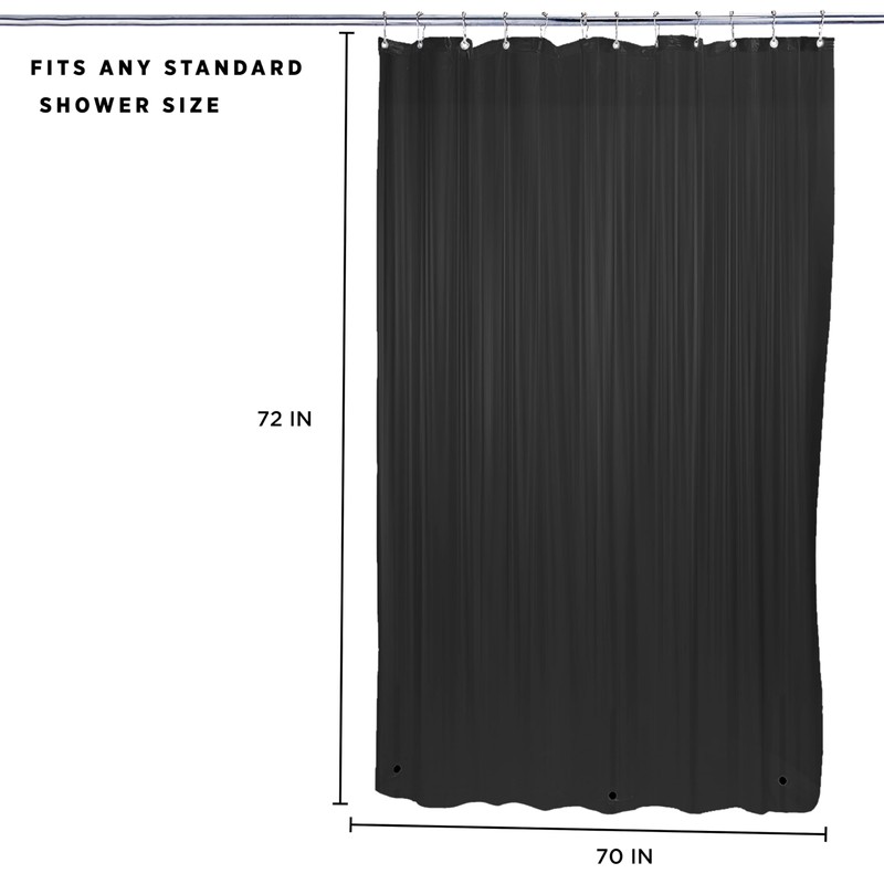 Bath Bliss Heavy Shower Curtain Liner, 12 Rust Resistant Metal