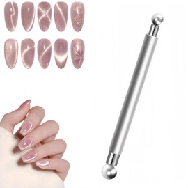 Upgraded Double Ended Strong Nail Art Pen for Nails, Large and Large Round Balls, Compatible with Wide Lights, Glass Balls, Cat Eyes, Increases Success Rate, Non-Slip Metal Texture, Perfect for Gel