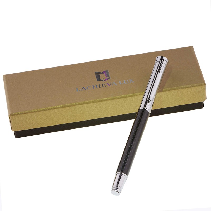 LACHIEVA LUX Luxury Roller Ball Pen, Carbon Fiber, German-Made Nib,