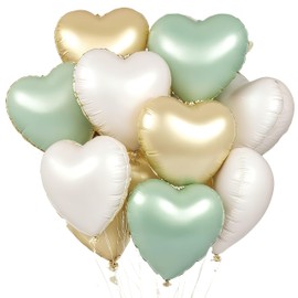 Herz Folienballons, 18 Zoll Herz Helium Luftballons,Herzluftballons Beige Grün Gold,Hochzeit Herzballons Herzform Folienluftballon, Herzluftballons Valentinstag Geburtstag Verlobung Muttertag