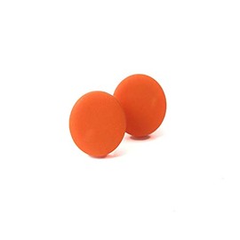 Circle Stud Earrings for Women in Orange, Minimalist Clay Geometric Jewellery Gifts for Her Under 5 (15mm)