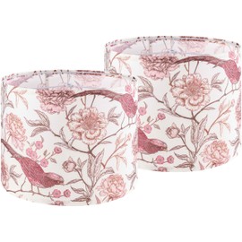 GOSO 2pcs Medium Lampshade Polyester Printing Flowers and Birds Drum Lamp Shade For TableLamp,Floor Lamps,Wall Hanging,Diy Pendant Light,Spider Fitter 13"Top x 13"Bottom x 10"High,Assembly Required
