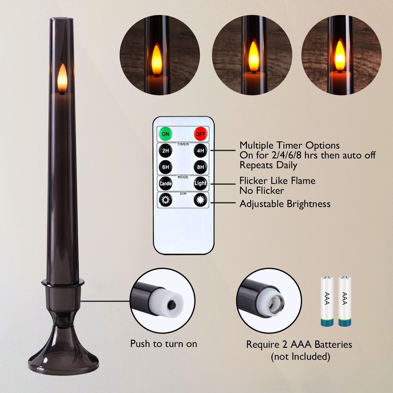 Homemory 6 Pcs Flameless Taper LED Candles with Remote and