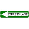 EXPRESS LANE Green Left Arrow 24 x 6 inch Aluminum