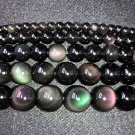 Cynbpm Rare Gemstone Natural Stone Beads Rainbow Obsidian Round Loose Beads for Jewelry Making DIY Bracelet Necklace 6mm