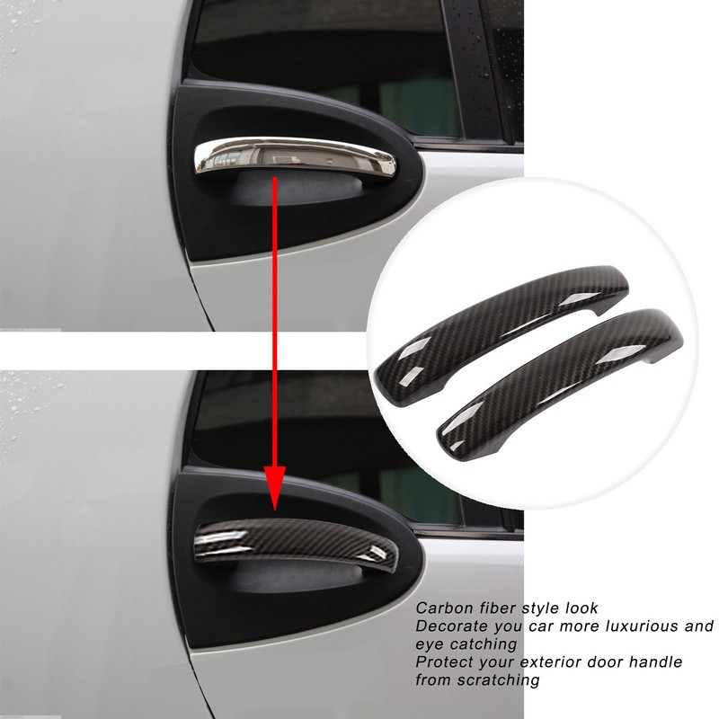 Car Exterior Door Handle Cover Carbon Fiber Style Replacement for