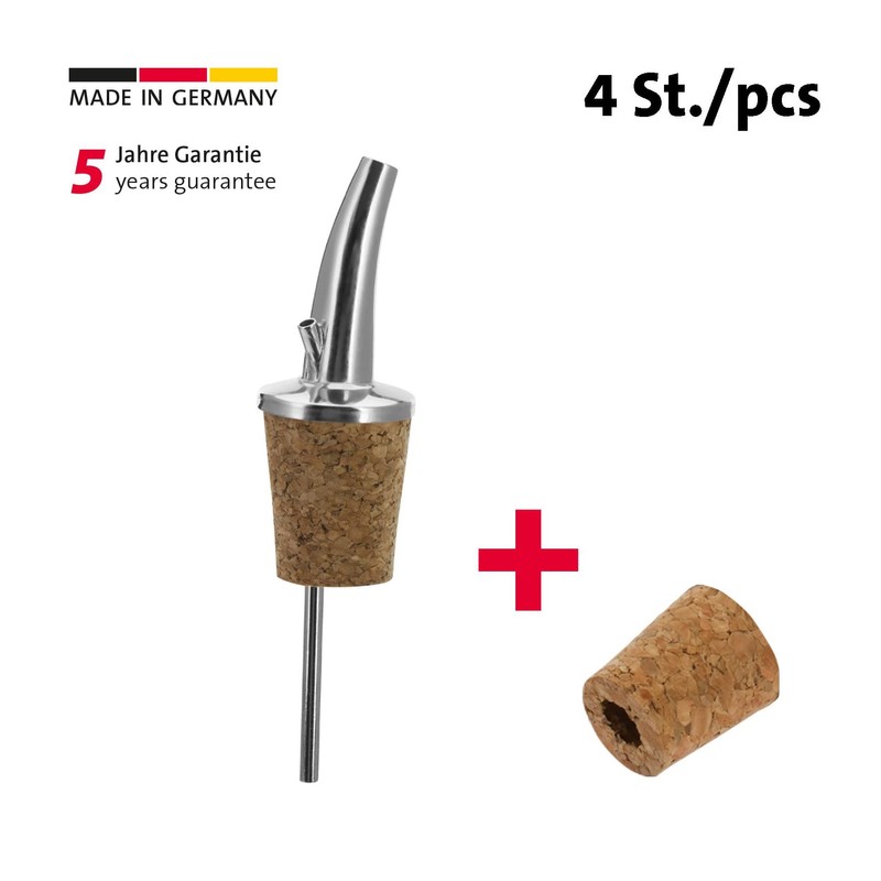 Westmark 4 spirits/oil pourers + 4 replacement corks, extra short,