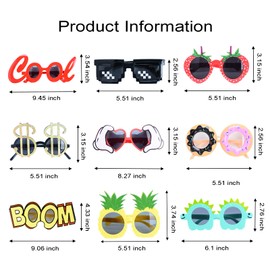 WATSELOK - anteojos de sol de fiesta, 9 pares de divertidos vasos hawaianos, divertidos regalos gigantes de lujo de verano para niños, accesorios de cabina de fotos, suministros de fiesta temáticos de